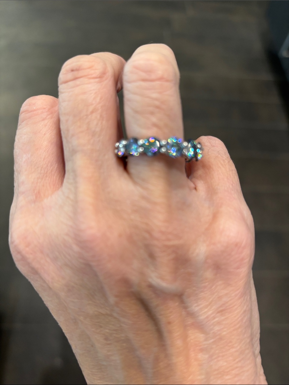 Moissanite Eternity Band Ring - Blue Multicolor 6. Peacock.
